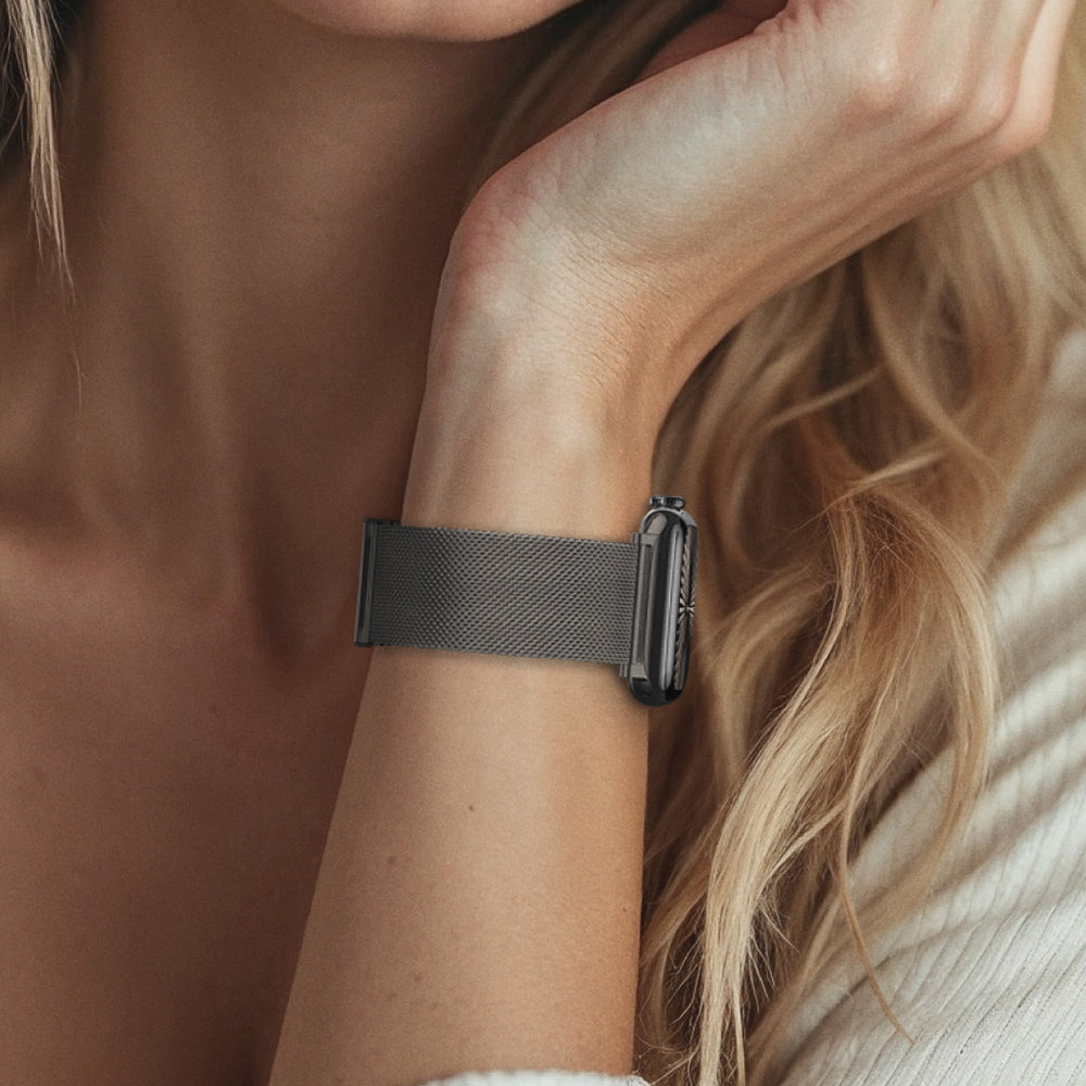 Apple Watch Amazingthing Titan Premium Metal Hasır Kordon Titanyum