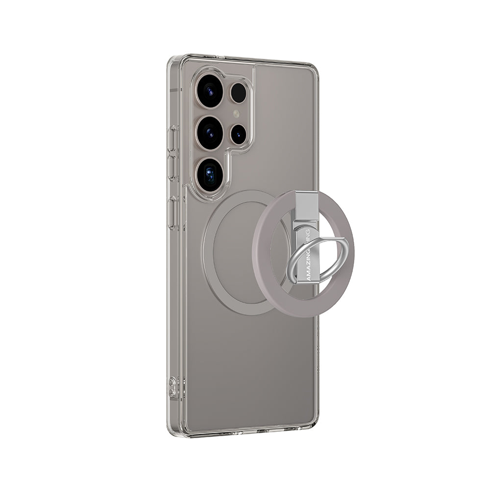 Galaxy S25 Ultra Kılıf Magsafe Uyumlu Yüzük Standlı Amazingthing Minimal Grip Serisi Kapak Gri