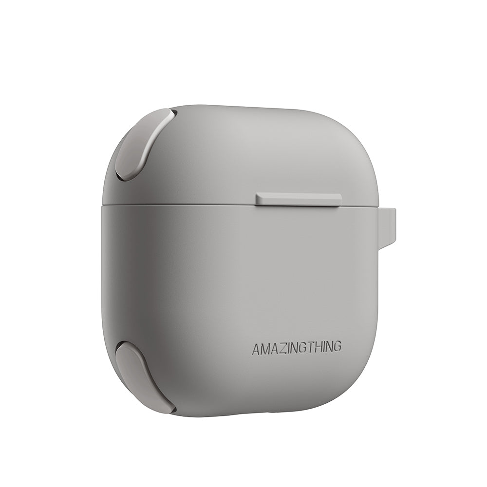 Airpods 4 Kılıf Amazingthing Airbag Köşe Tasarımlı Omni Serisi Silikon Kılıf Gri